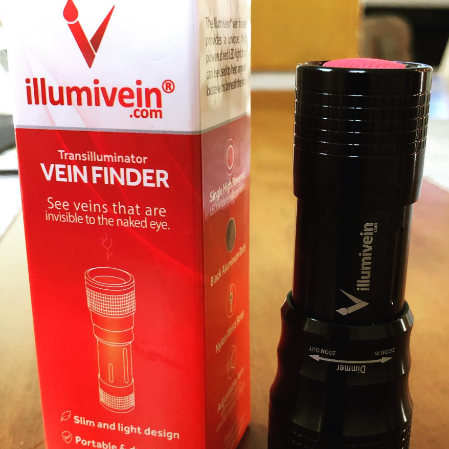 Customer photo, Illumivein® device beside its packaging